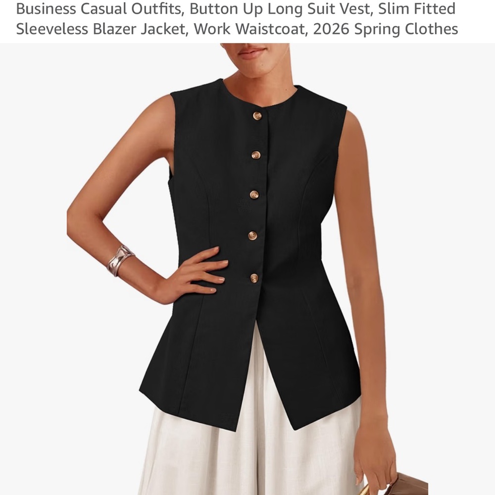 Set of 2 Women's Sleeveless Button-Down Vest Top - Black and white